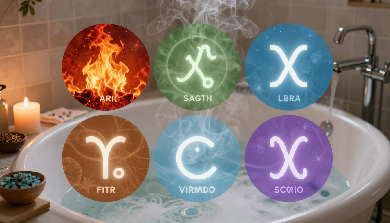 Rituais de Banho Espiritual por Elemento do Zodíaco (Fogo, Terra, Ar, Água)
